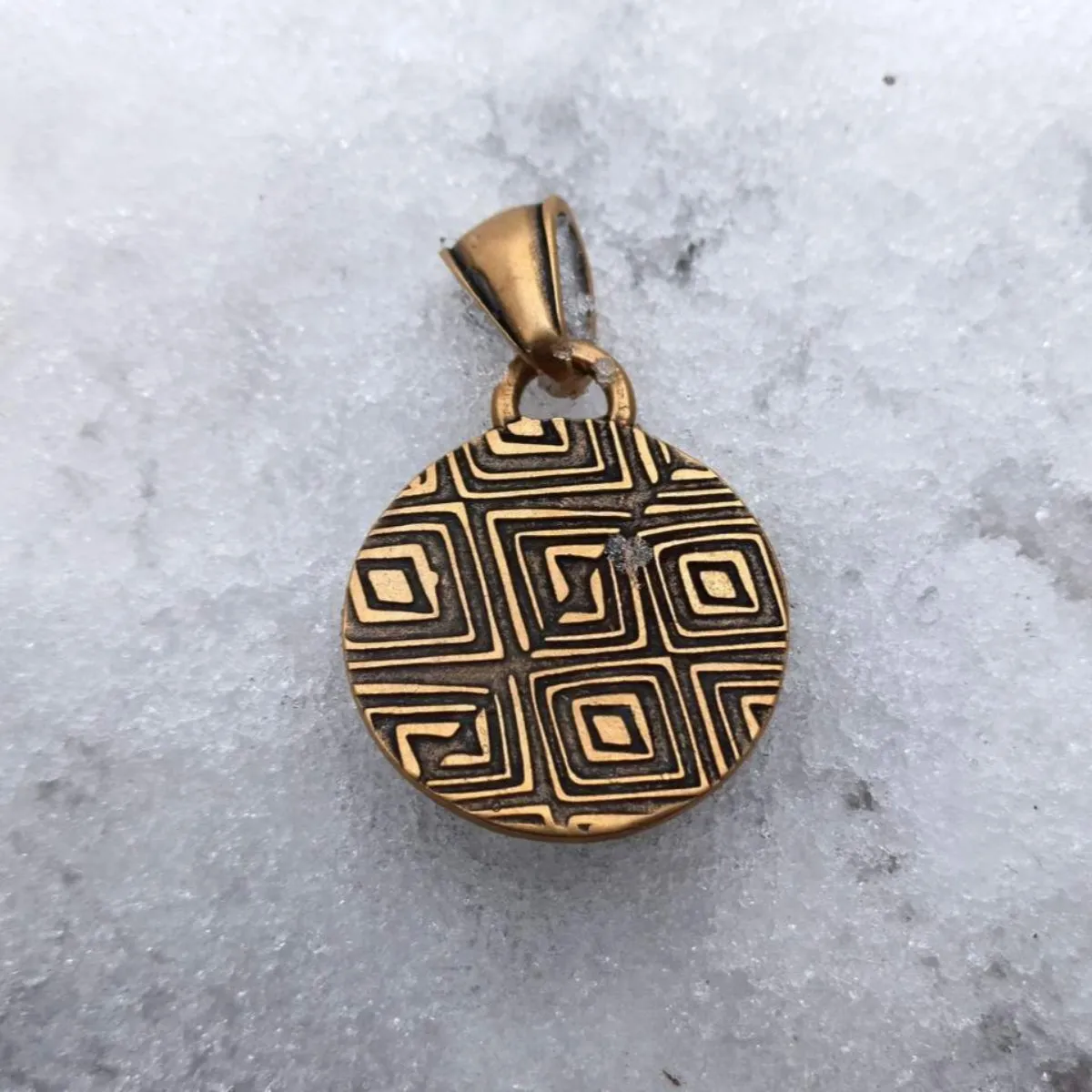 Slavic Solar petroglyph sun bronze pendant