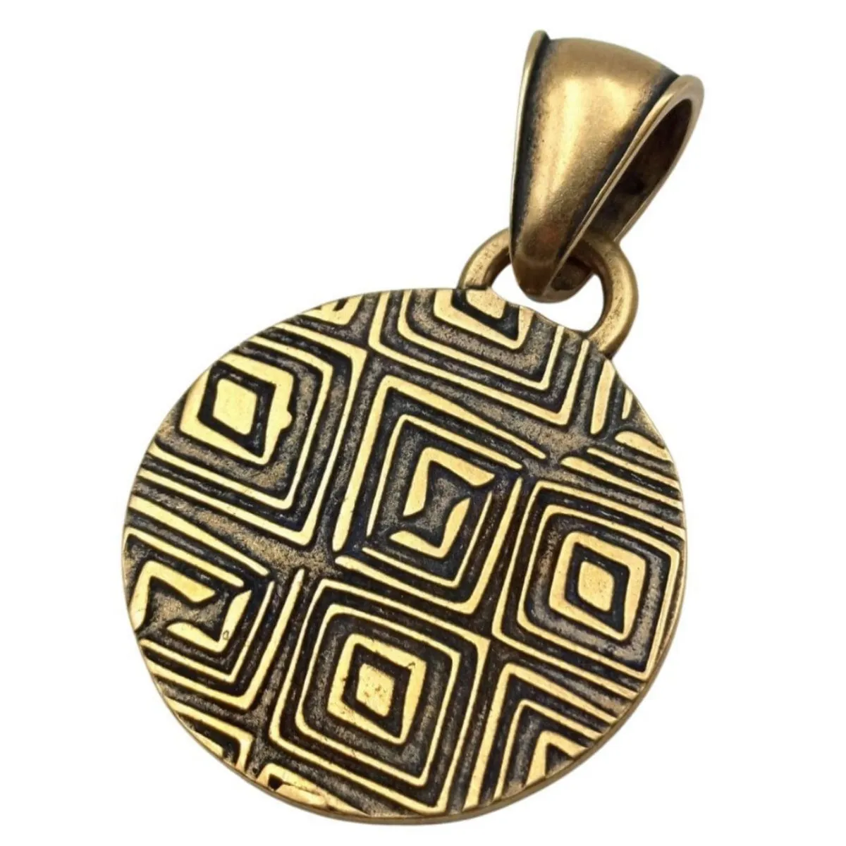 Slavic Solar petroglyph sun bronze pendant