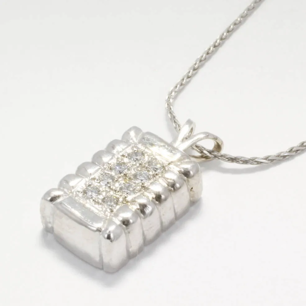 Small 14kt White Gold Diamond Cotton Bale Necklace
