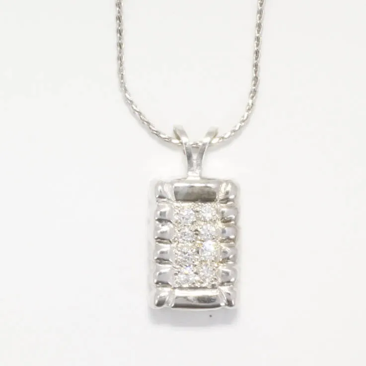 Small 14kt White Gold Diamond Cotton Bale Necklace