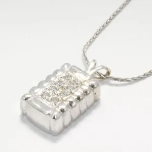 Small 14kt White Gold Diamond Cotton Bale Necklace