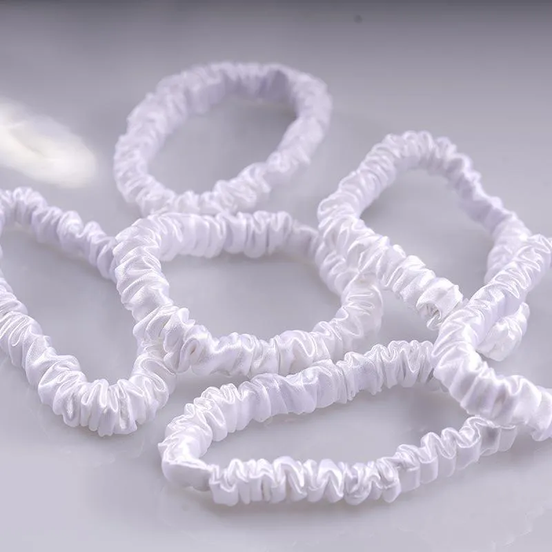 Small silk scrunchies - white - 6 pack - dropshipping