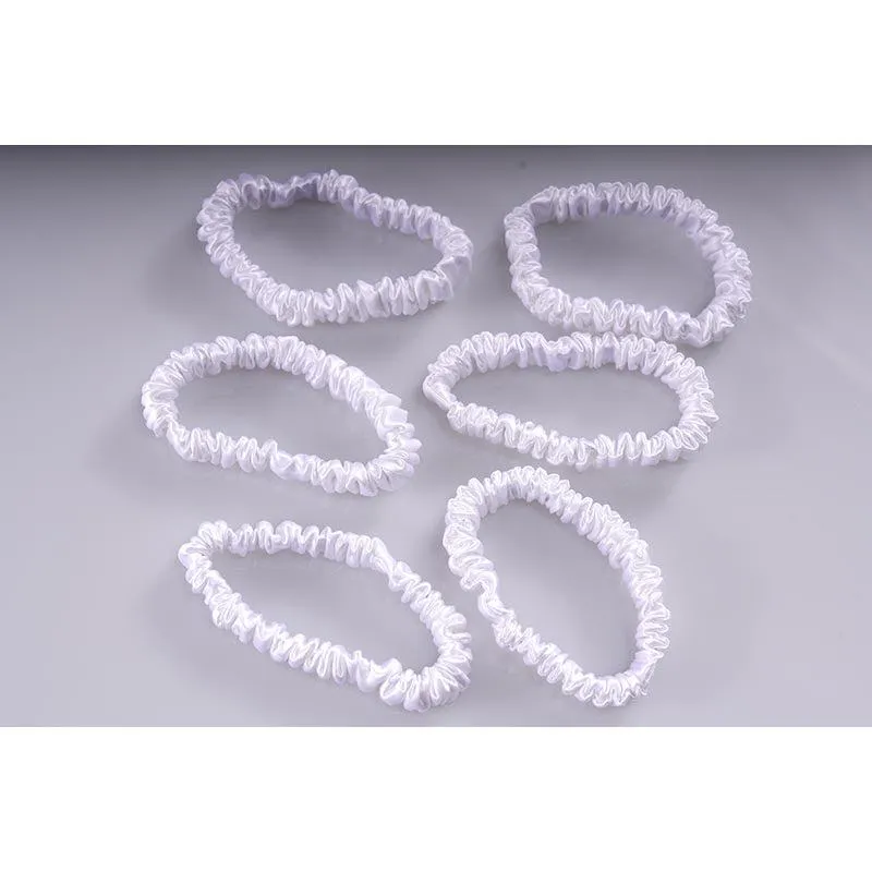 Small silk scrunchies - white - 6 pack - dropshipping