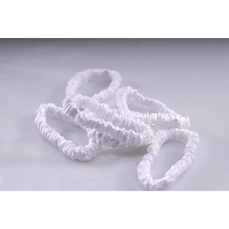 Small silk scrunchies - white - 6 pack - dropshipping