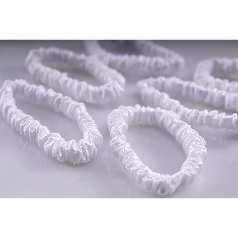 Small silk scrunchies - white - 6 pack - dropshipping