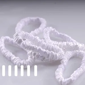 Small silk scrunchies - white - 6 pack - dropshipping