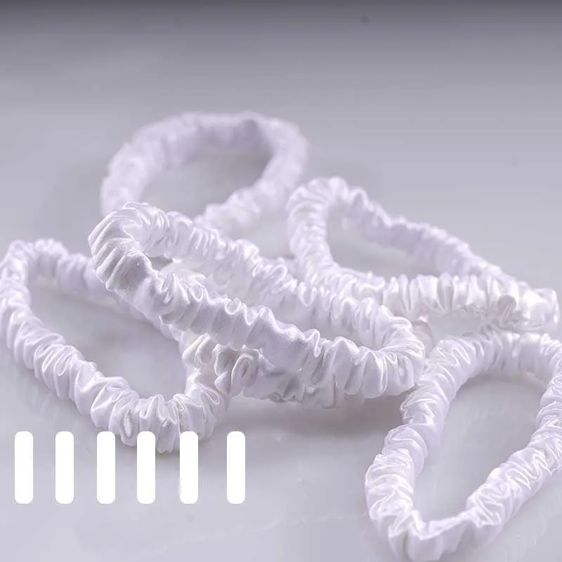 Small silk scrunchies - white - 6 pack - dropshipping