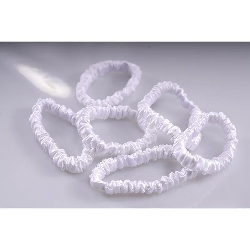 Small silk scrunchies - white - 6 pack - dropshipping