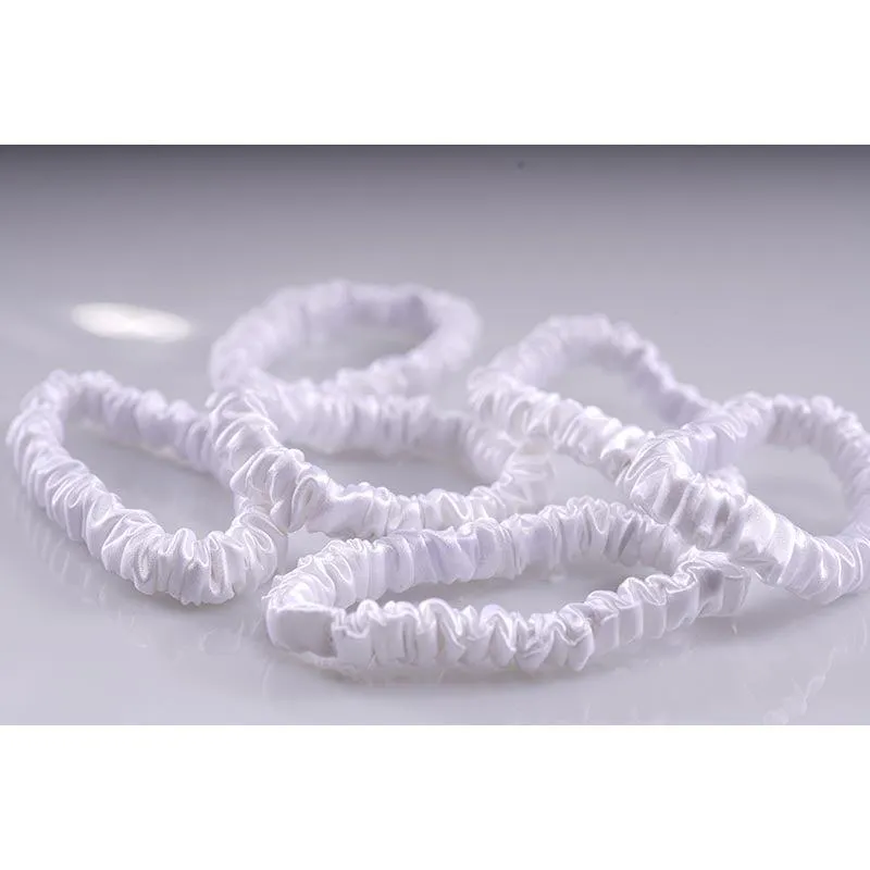 Small silk scrunchies - white - 6 pack - dropshipping