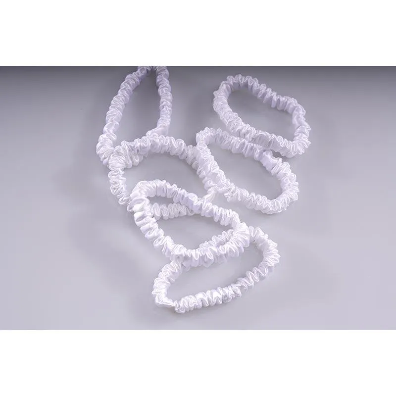 Small silk scrunchies - white - 6 pack - dropshipping