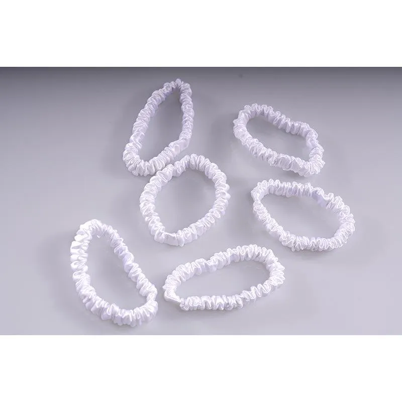 Small silk scrunchies - white - 6 pack - dropshipping