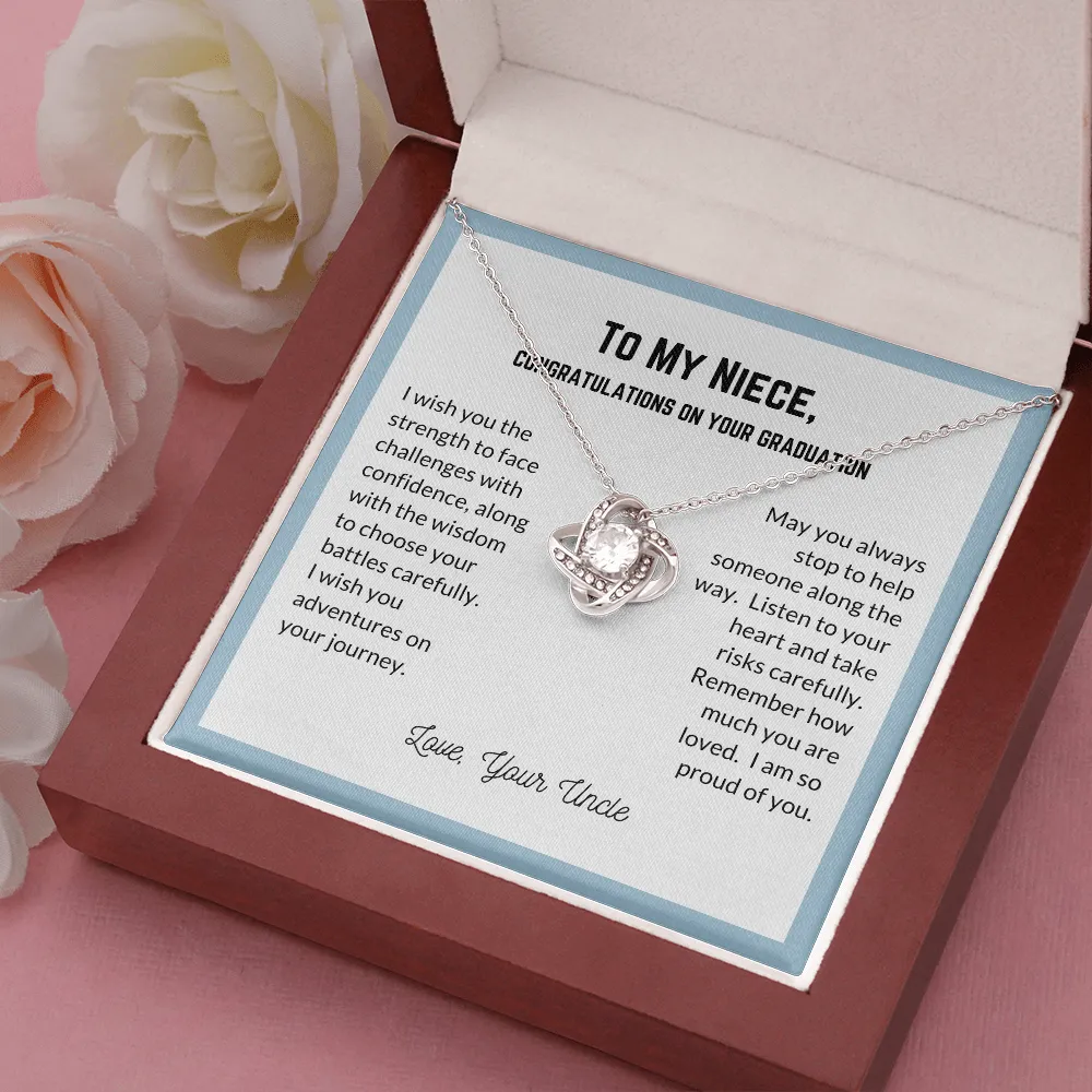 So proud of you-Love Knot Necklace for Niece Graduation from Uncle