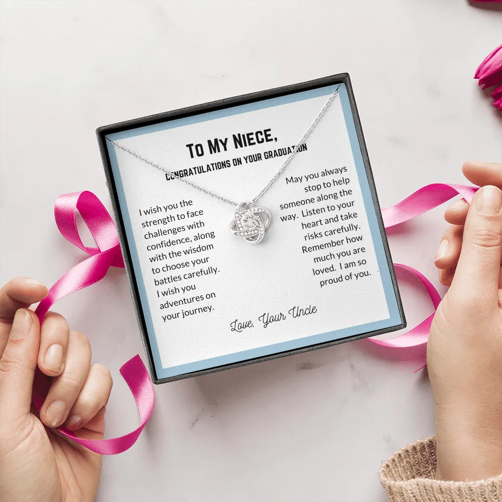 So proud of you-Love Knot Necklace for Niece Graduation from Uncle