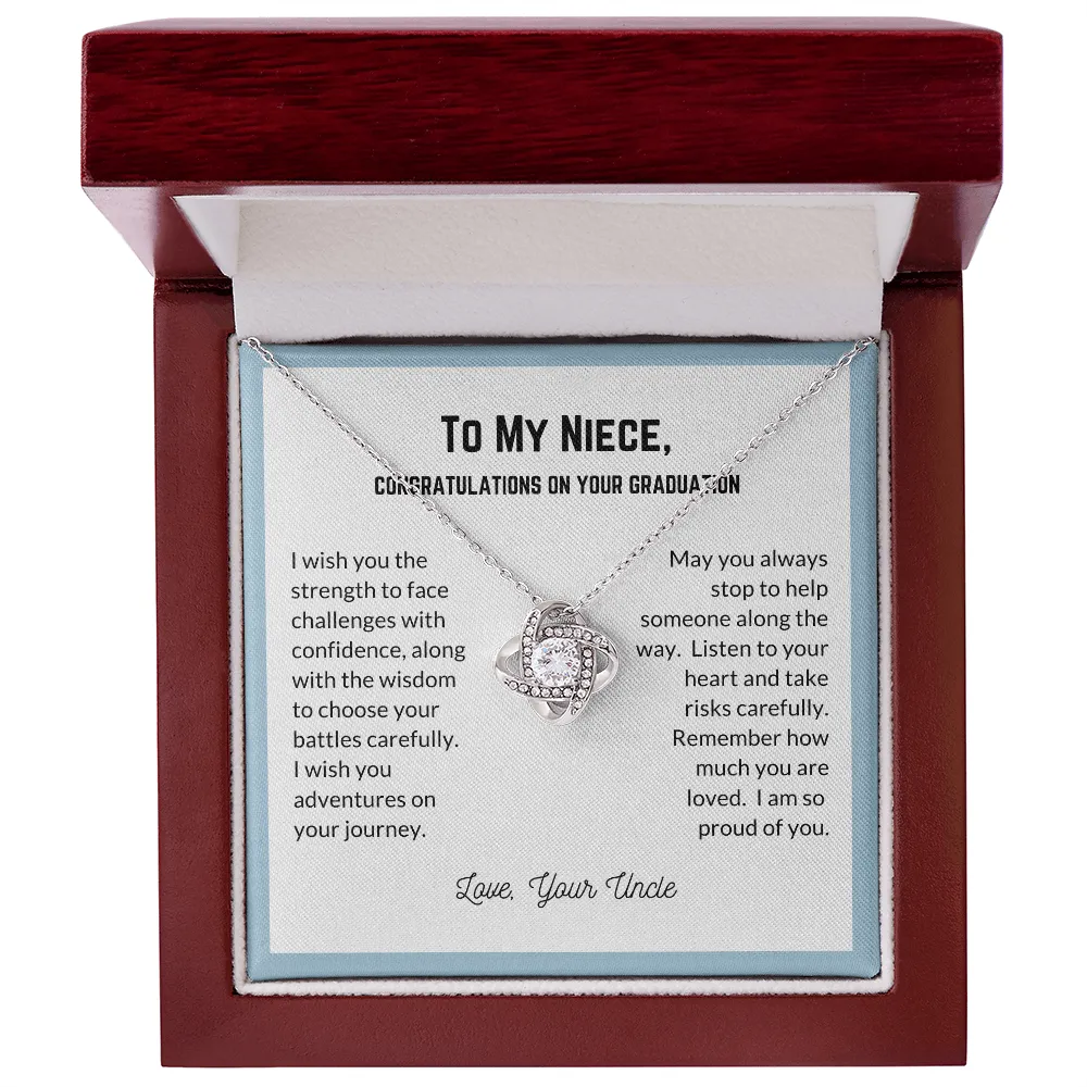 So proud of you-Love Knot Necklace for Niece Graduation from Uncle