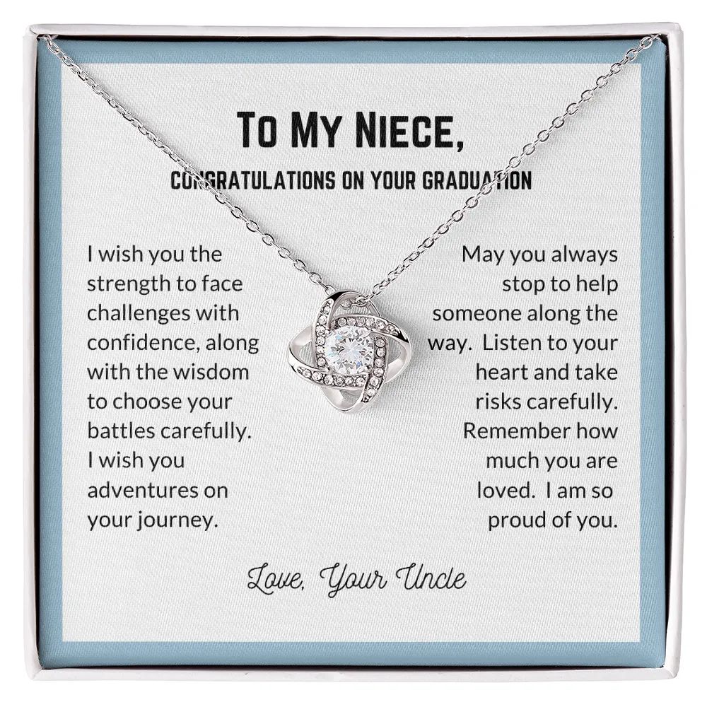 So proud of you-Love Knot Necklace for Niece Graduation from Uncle