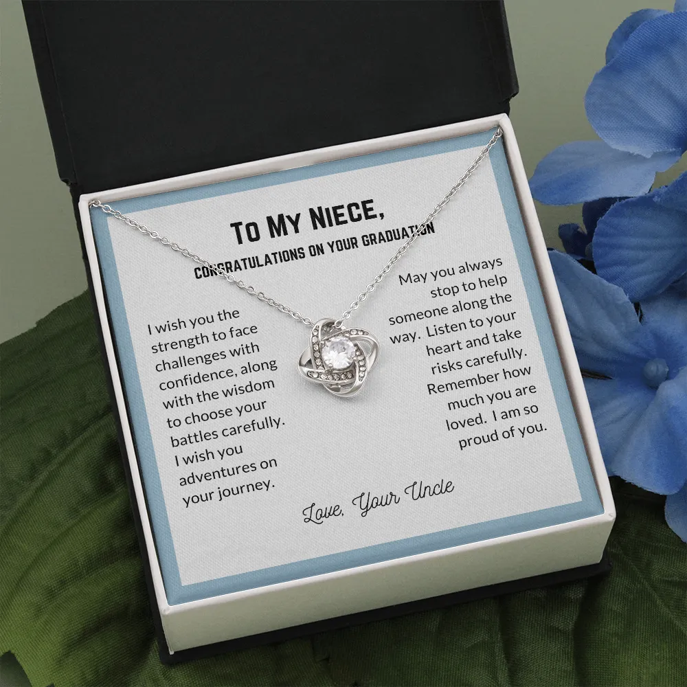 So proud of you-Love Knot Necklace for Niece Graduation from Uncle