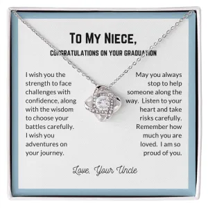 So proud of you-Love Knot Necklace for Niece Graduation from Uncle