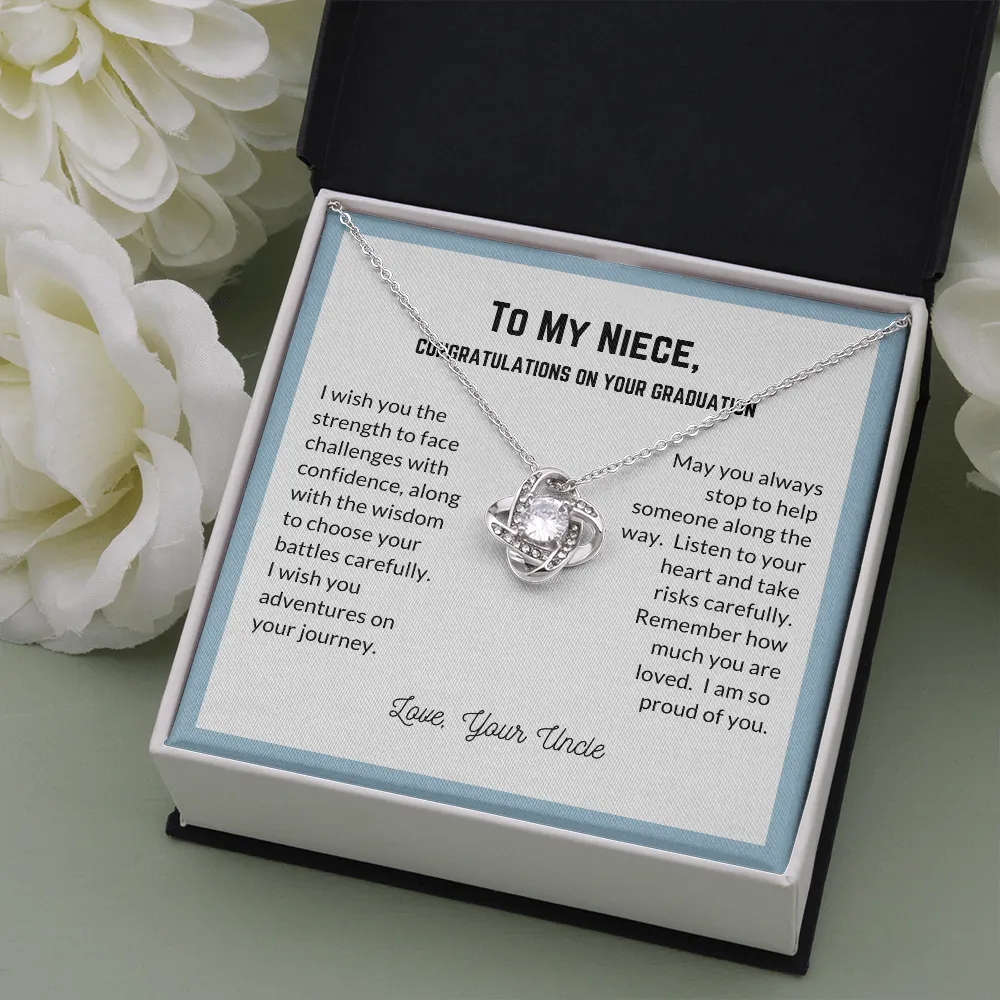 So proud of you-Love Knot Necklace for Niece Graduation from Uncle