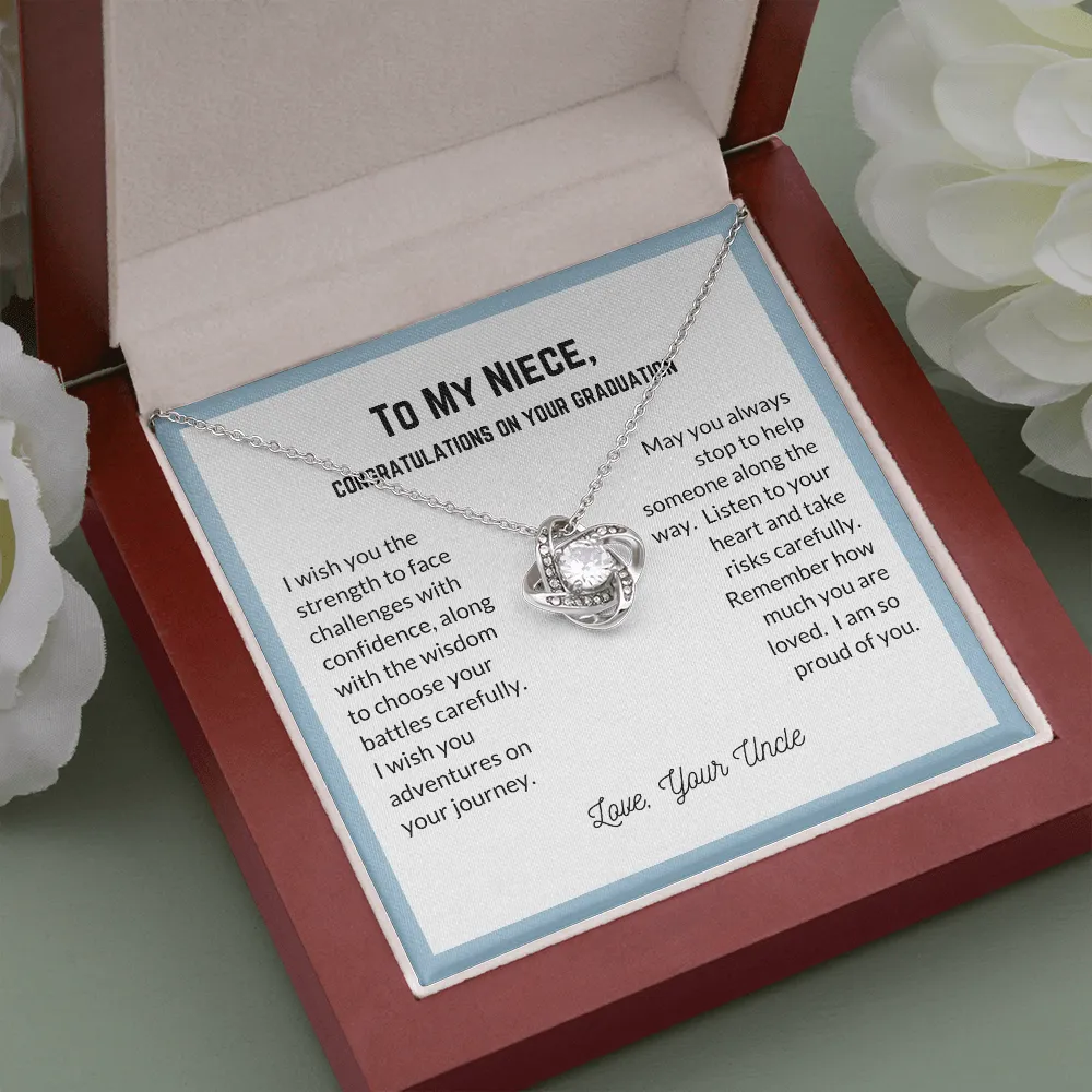 So proud of you-Love Knot Necklace for Niece Graduation from Uncle