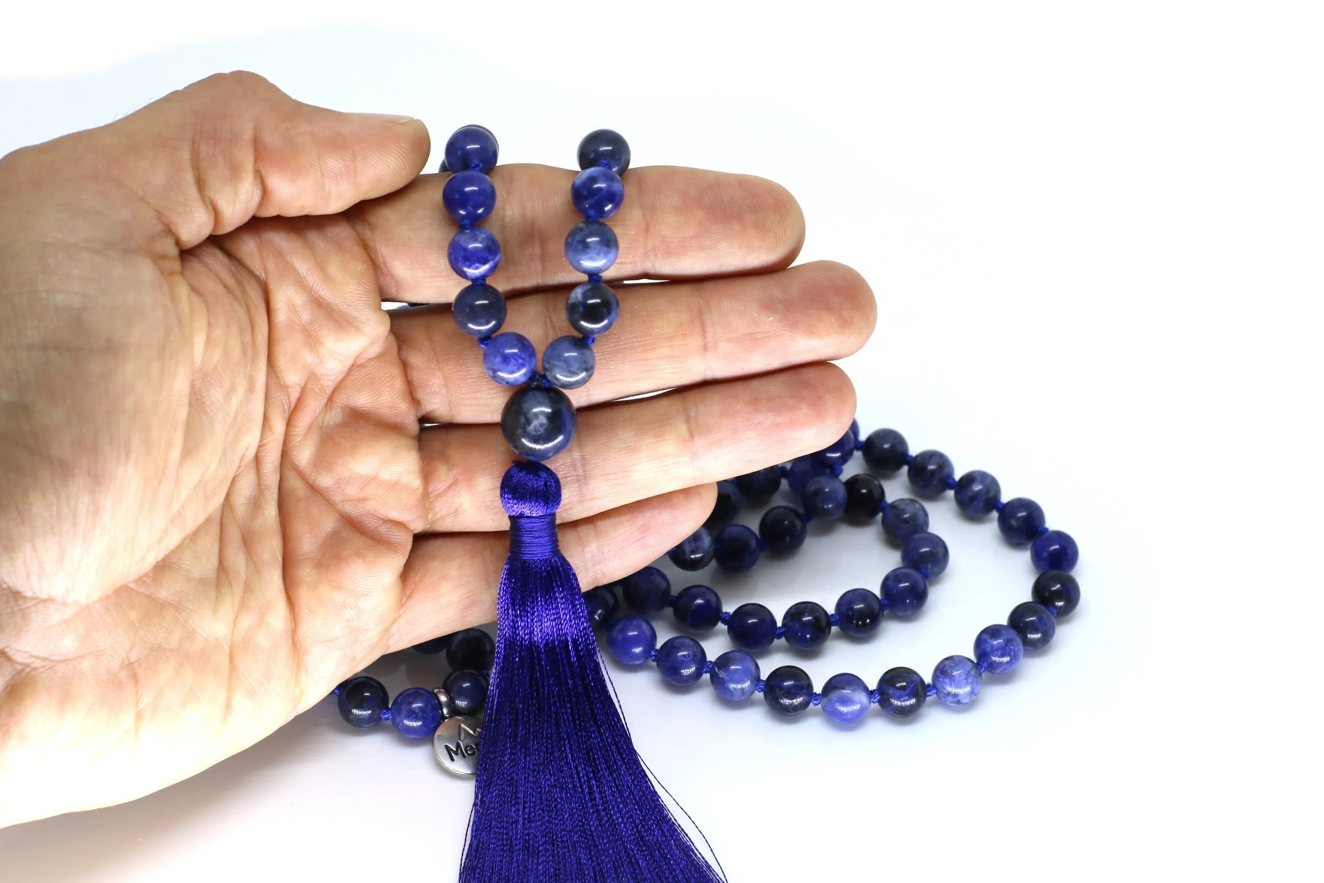 Sodalite Mala Beads Necklace - "I am Blessed"