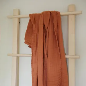 Soft Cotton Swaddle Blanket - Rust