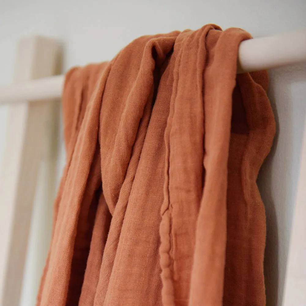 Soft Cotton Swaddle Blanket - Rust