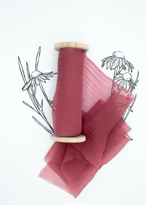 Soft Garnet Silk Ribbon in Gauze, Naturally Dyed