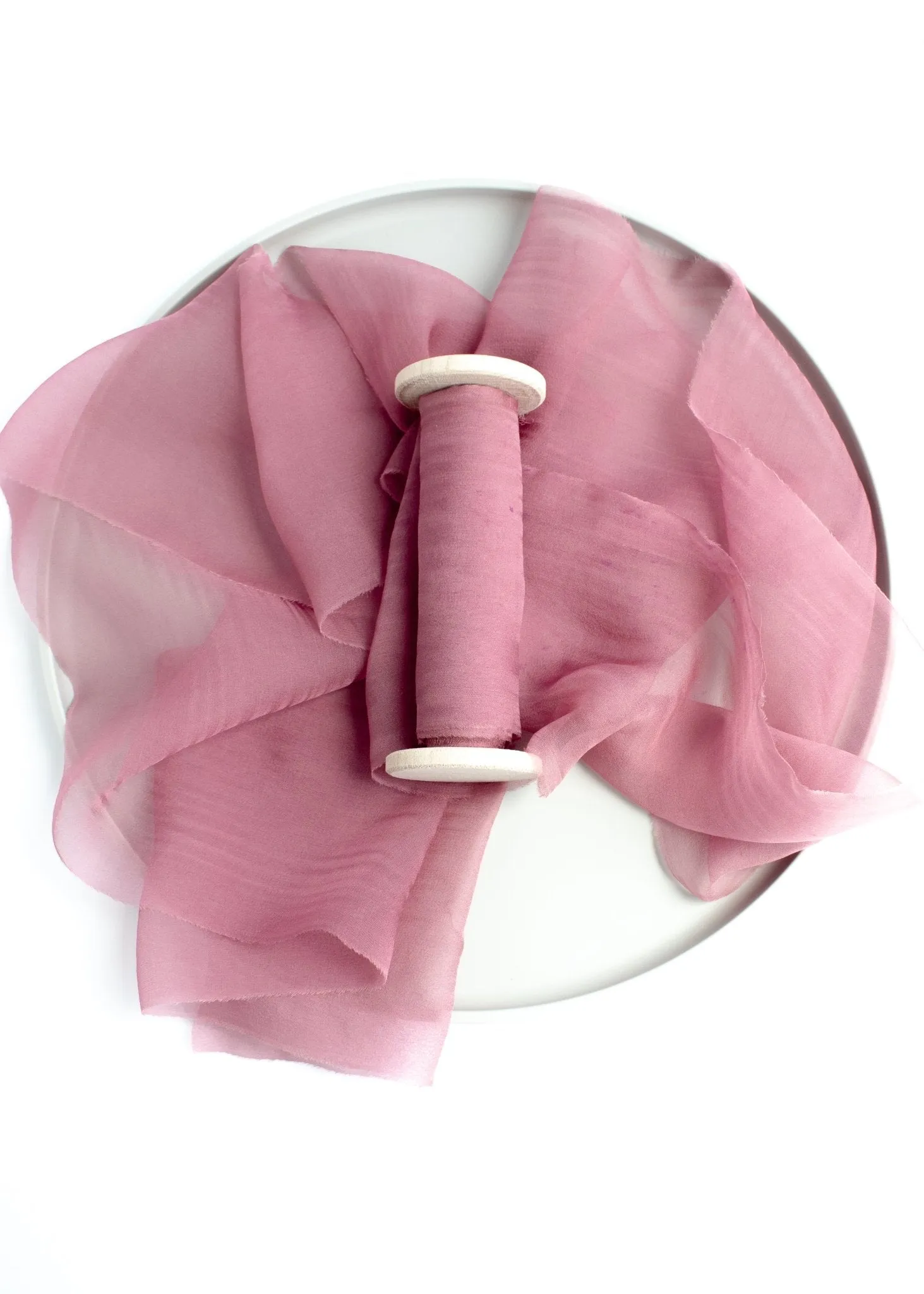 Soft Garnet Silk Ribbon in Gauze, Naturally Dyed