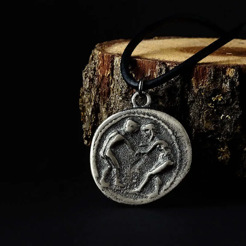 Solid Sterling Silver Pendant for Men Ancient Coin Necklace