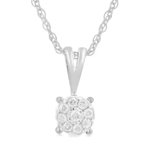 Solitaire Look Necklace Diamond Set in 9ct of White Gold