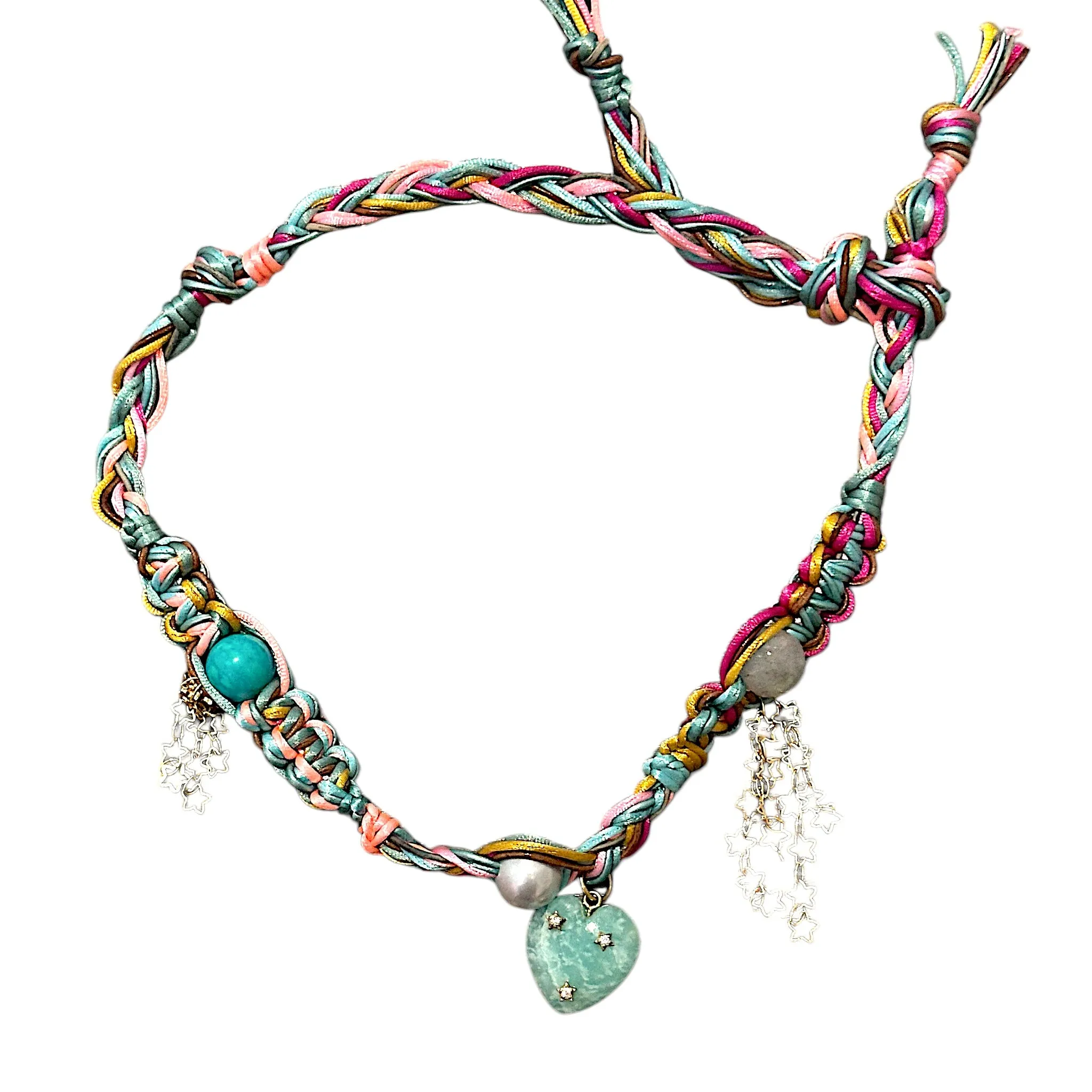 SPARKLING STAR AMAZONITE HEART ROCKER HEART CHOKER