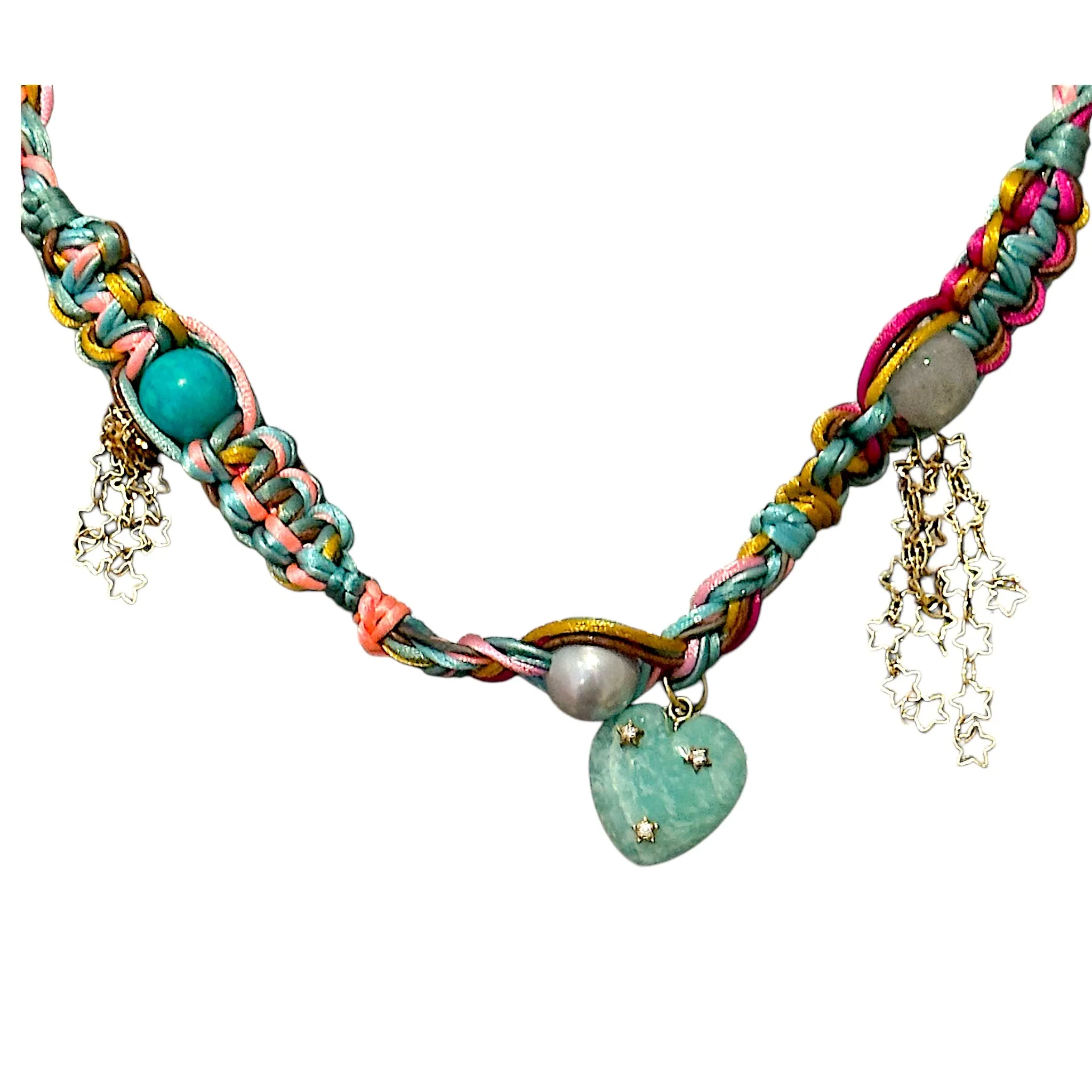SPARKLING STAR AMAZONITE HEART ROCKER HEART CHOKER