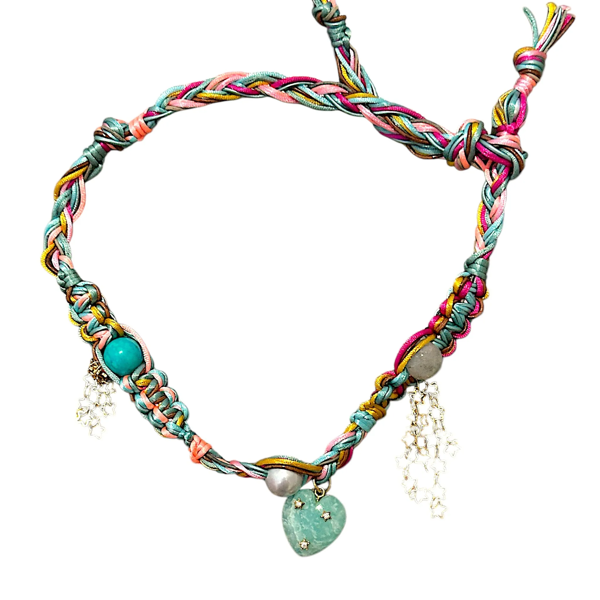SPARKLING STAR AMAZONITE HEART ROCKER HEART CHOKER