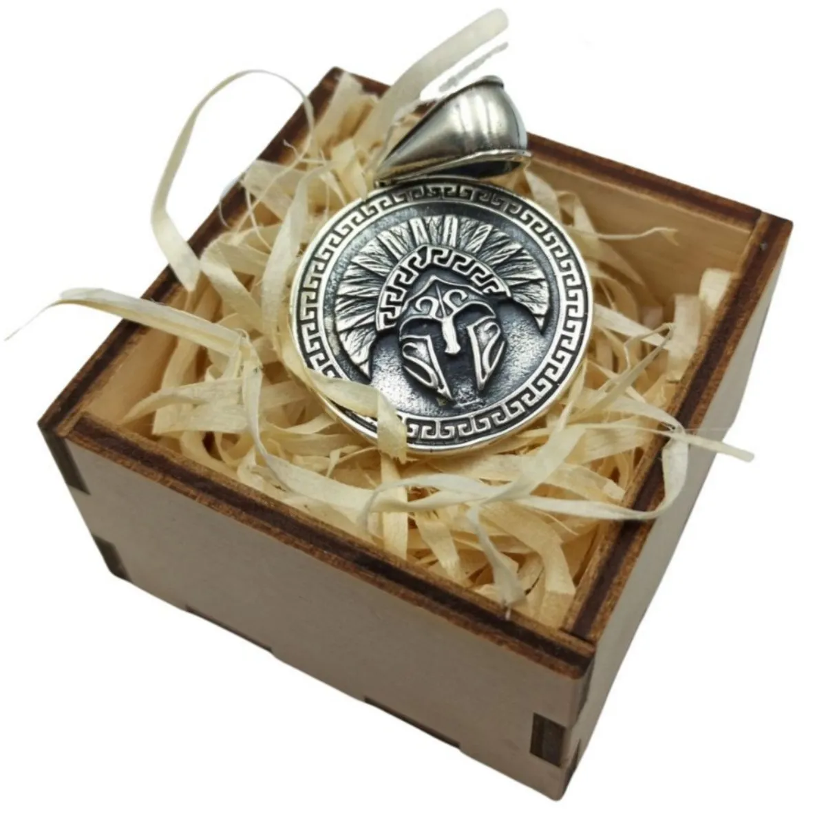 Spartan helmet silver pendant