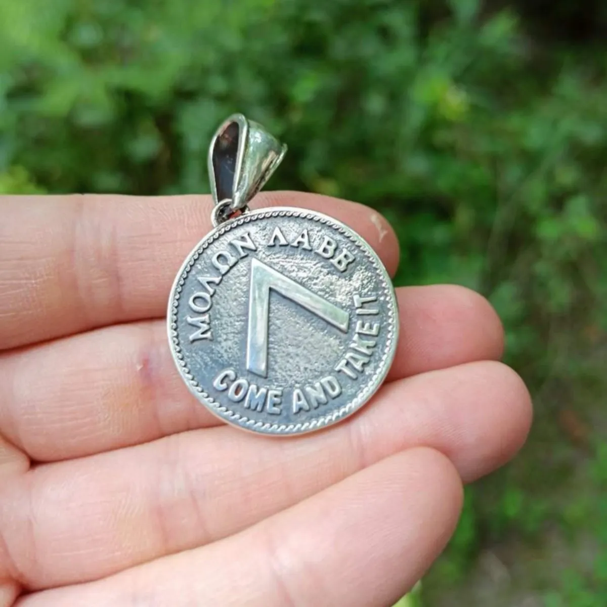 Spartan helmet silver pendant