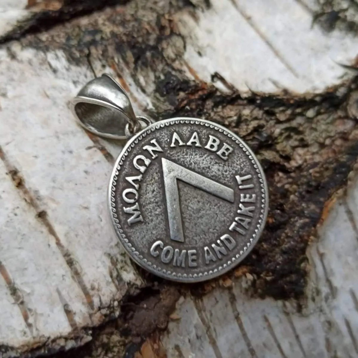 Spartan shield silver plated pendant