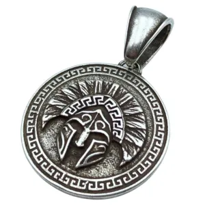 Spartan shield silver plated pendant