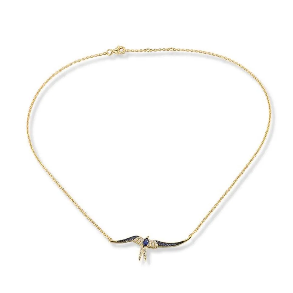 Spinel & Clear Diamond Swallow Necklace