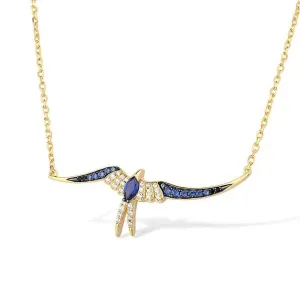 Spinel & Clear Diamond Swallow Necklace