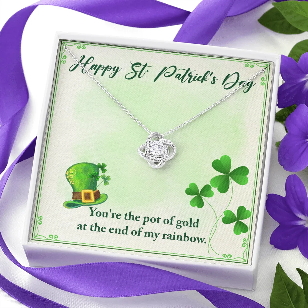 St. Patrick's Day Message Card, Love Knot Necklace