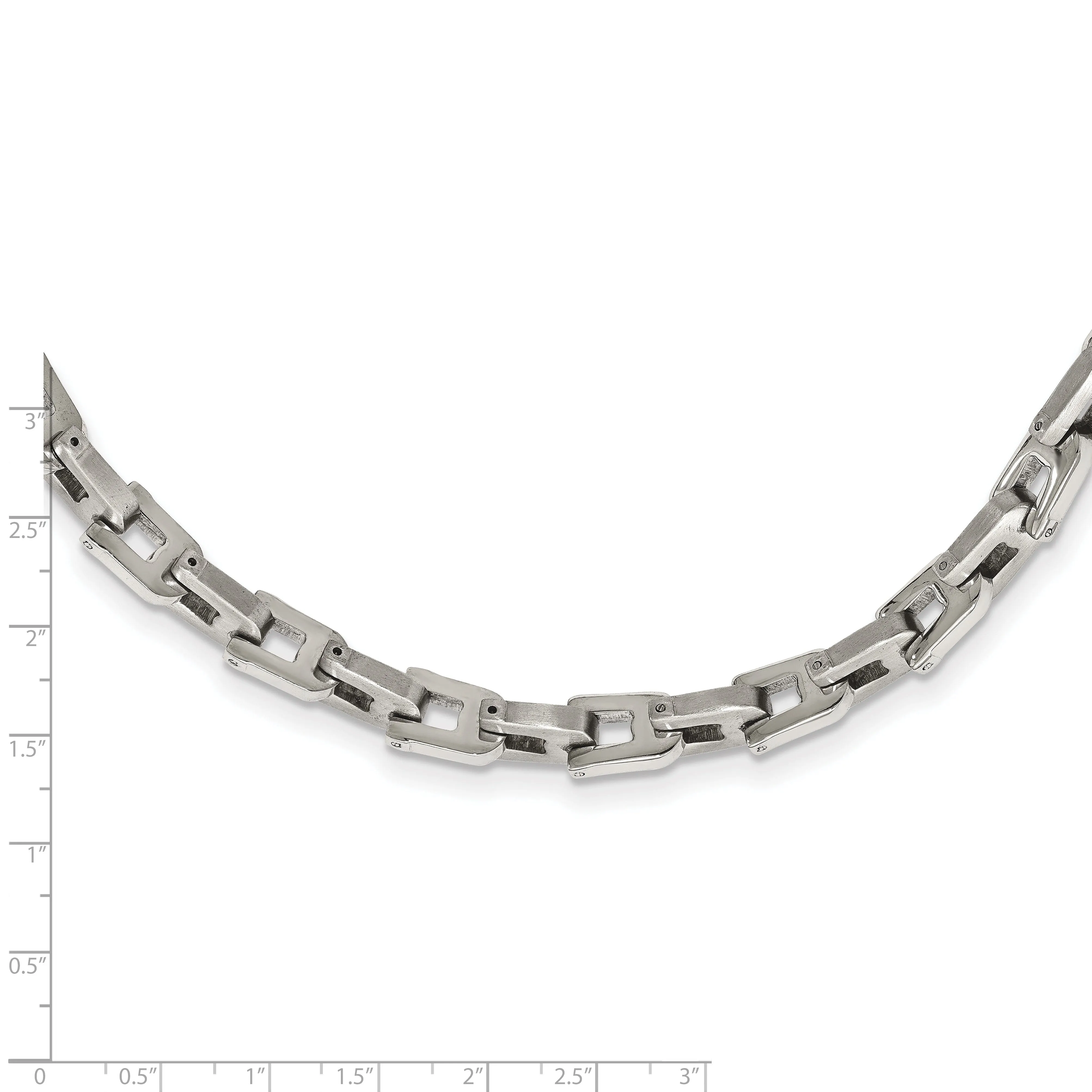 Stainless Steel Brushed and Polished Link Necklace