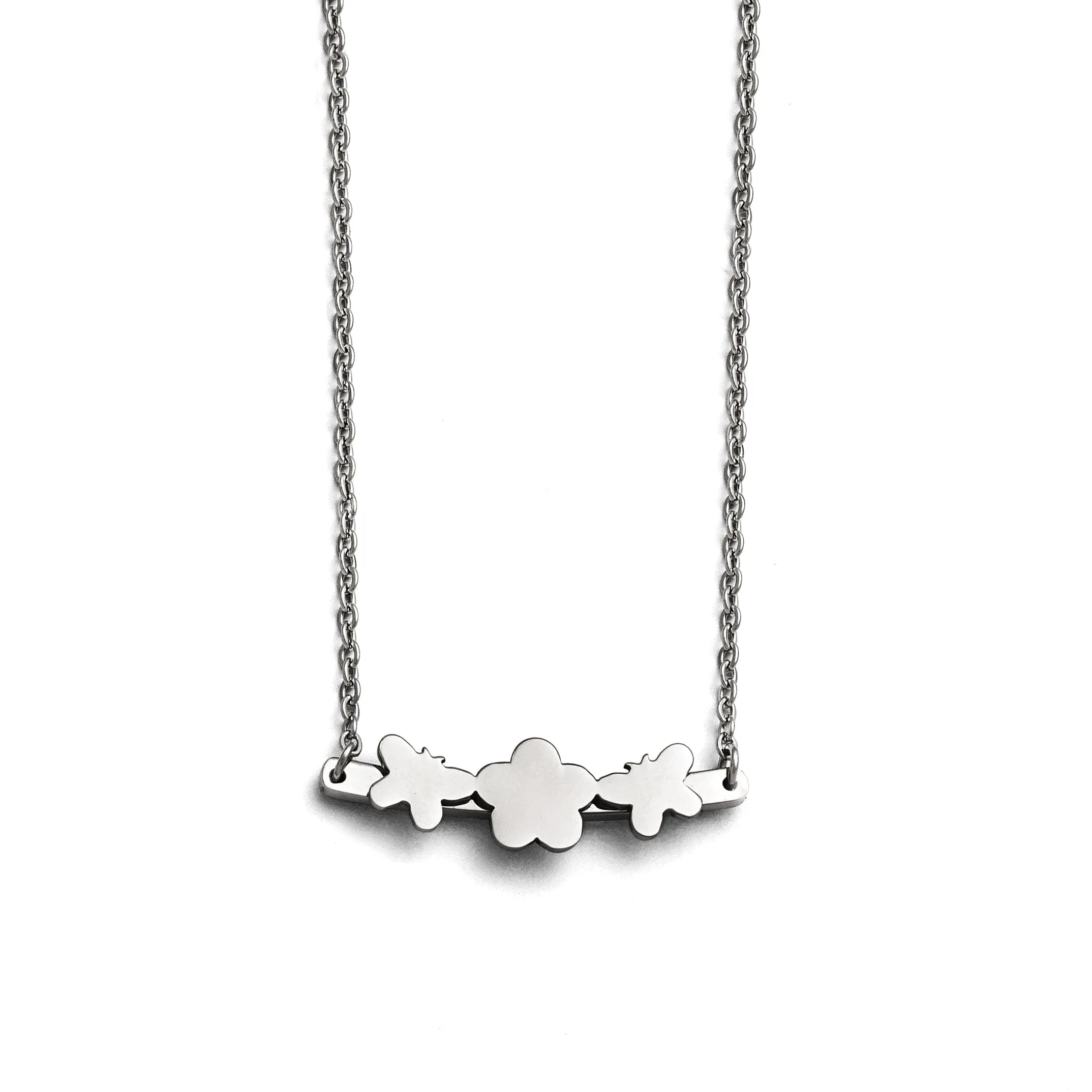 Stainless Steel Butterfly Flower Necklace