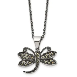 Stainless Steel Butterfly Marcasite Necklace