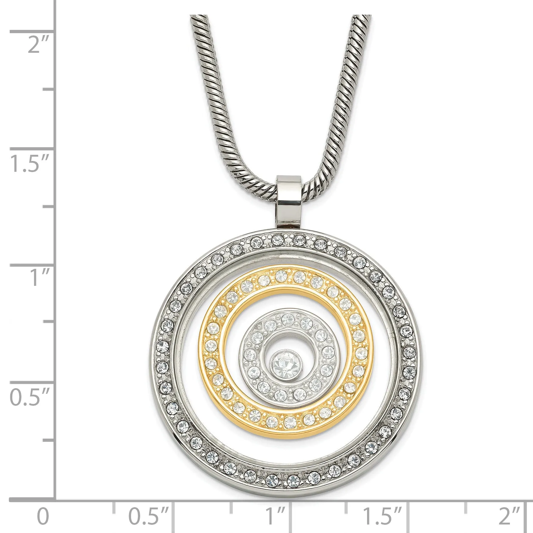 Stainless Steel Gold Plated Circle Pendant Necklac