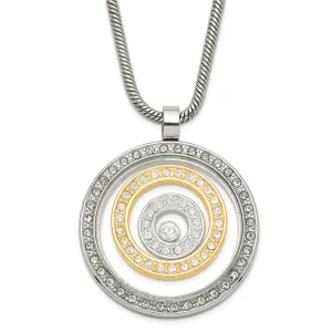 Stainless Steel Gold Plated Circle Pendant Necklac