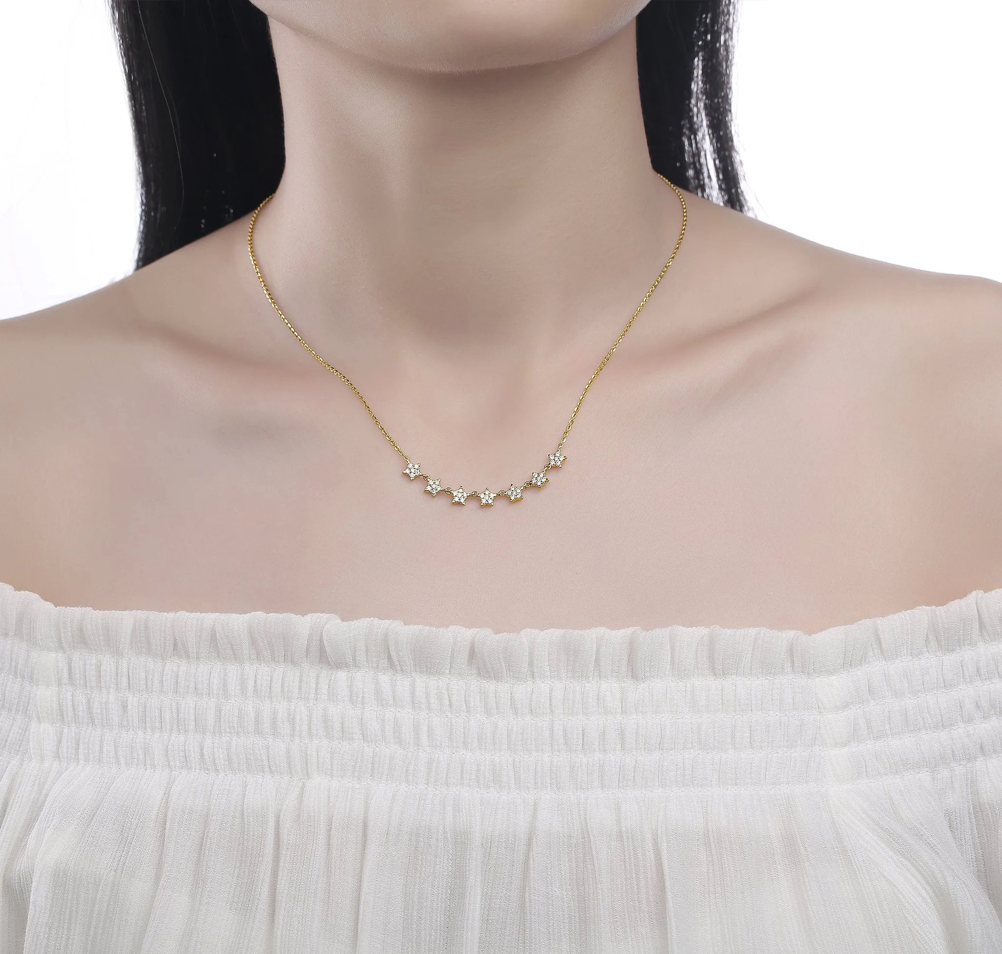 Station Star 0.37ctw Lab Grown Diamonds Necklace <br> NL-00696WHT