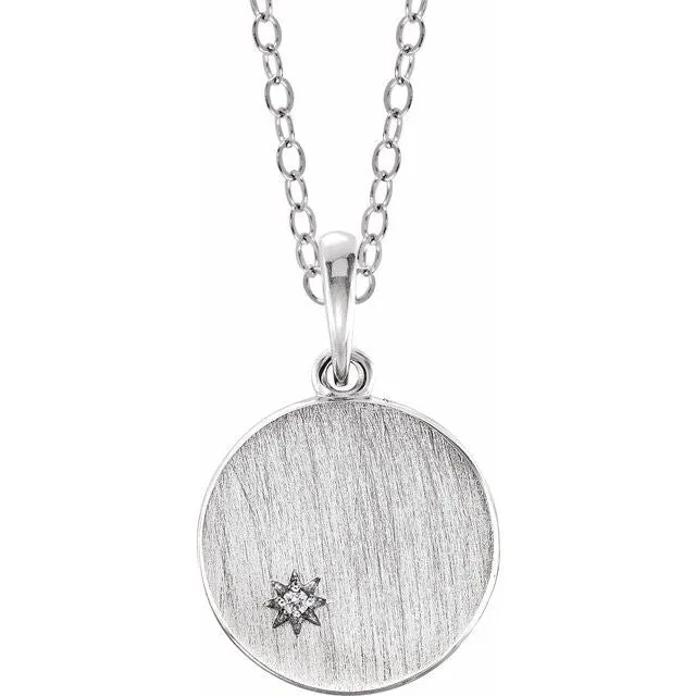 Sterling Silver .005 CT Diamond Engravable Necklace