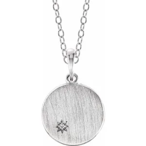 Sterling Silver .005 CT Diamond Engravable Necklace