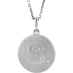 Sterling Silver .005 CTW Diamond Initial S 18" Necklace