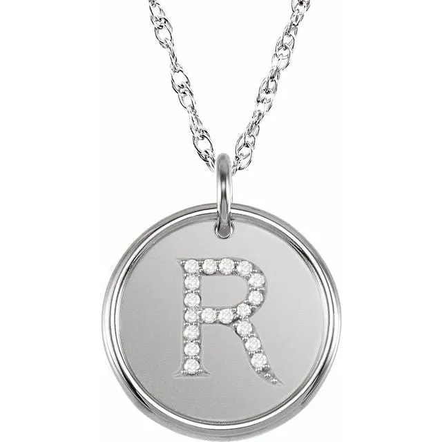 Sterling Silver 1/10 CTW Natural Diamond Initial R 18" Necklace